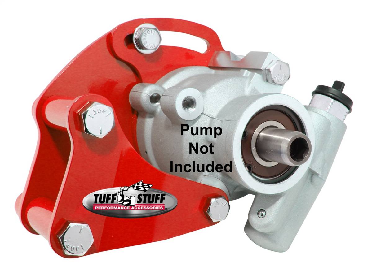 Tuff Stuff Performance - Power Steering Pump Bracket Short Fits Tuff Stuff Type II Power Steering Pumps w/Hardware Red Powdercoat 6505BRED