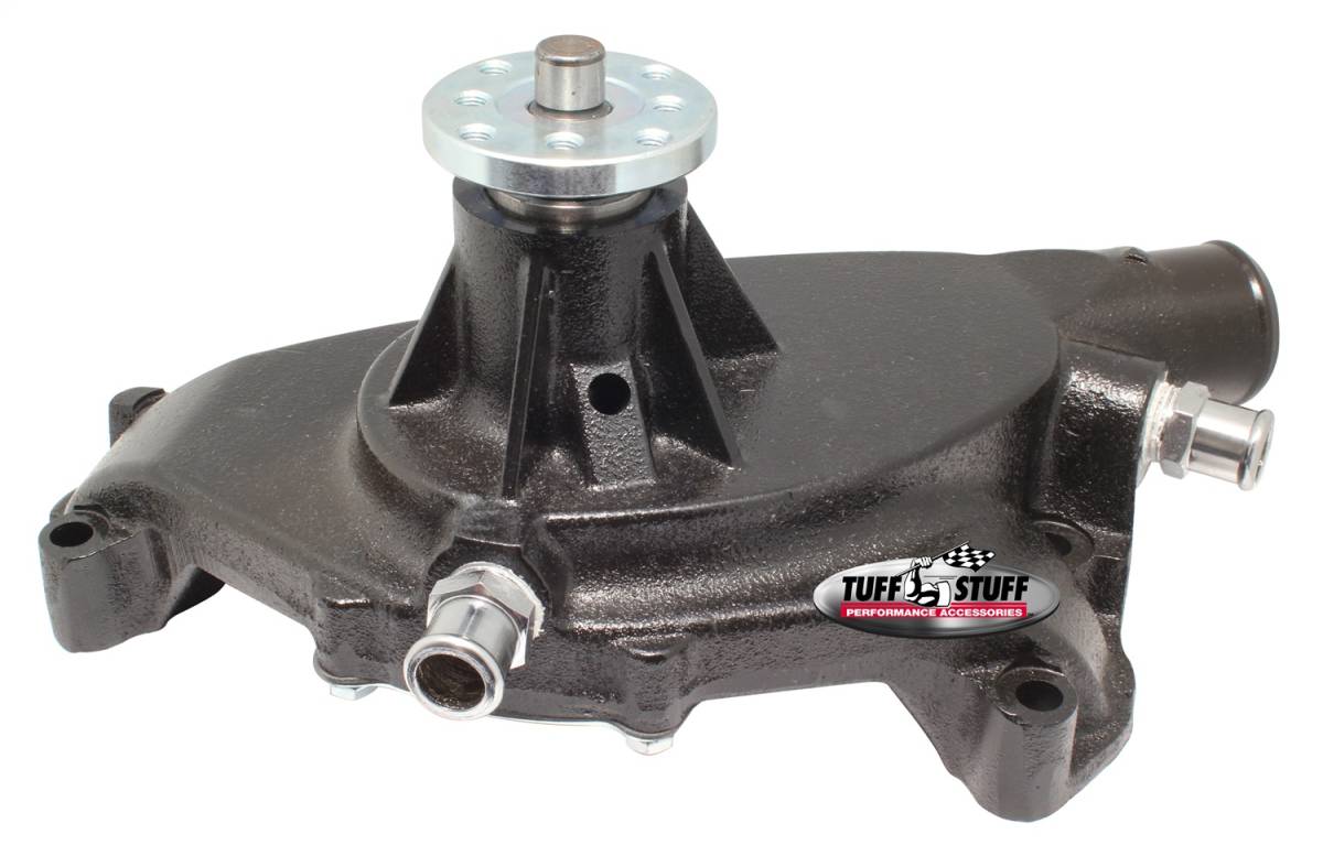 Tuff Stuff Performance - Standard Style Water Pump 5.750 in. Hub Height 5/8 in. Pilot Short Flat Smooth Top And (2) Threaded Water Ports Stealth Black Powder Coat 1496NC