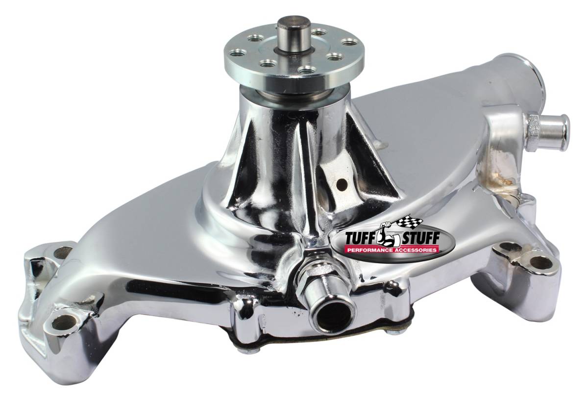 Tuff Stuff Performance - Standard Style Water Pump 5.750 in. Hub Height 5/8 in. Pilot Short Flat Smooth Top And (2) Threaded Water Ports Chrome 1496NA