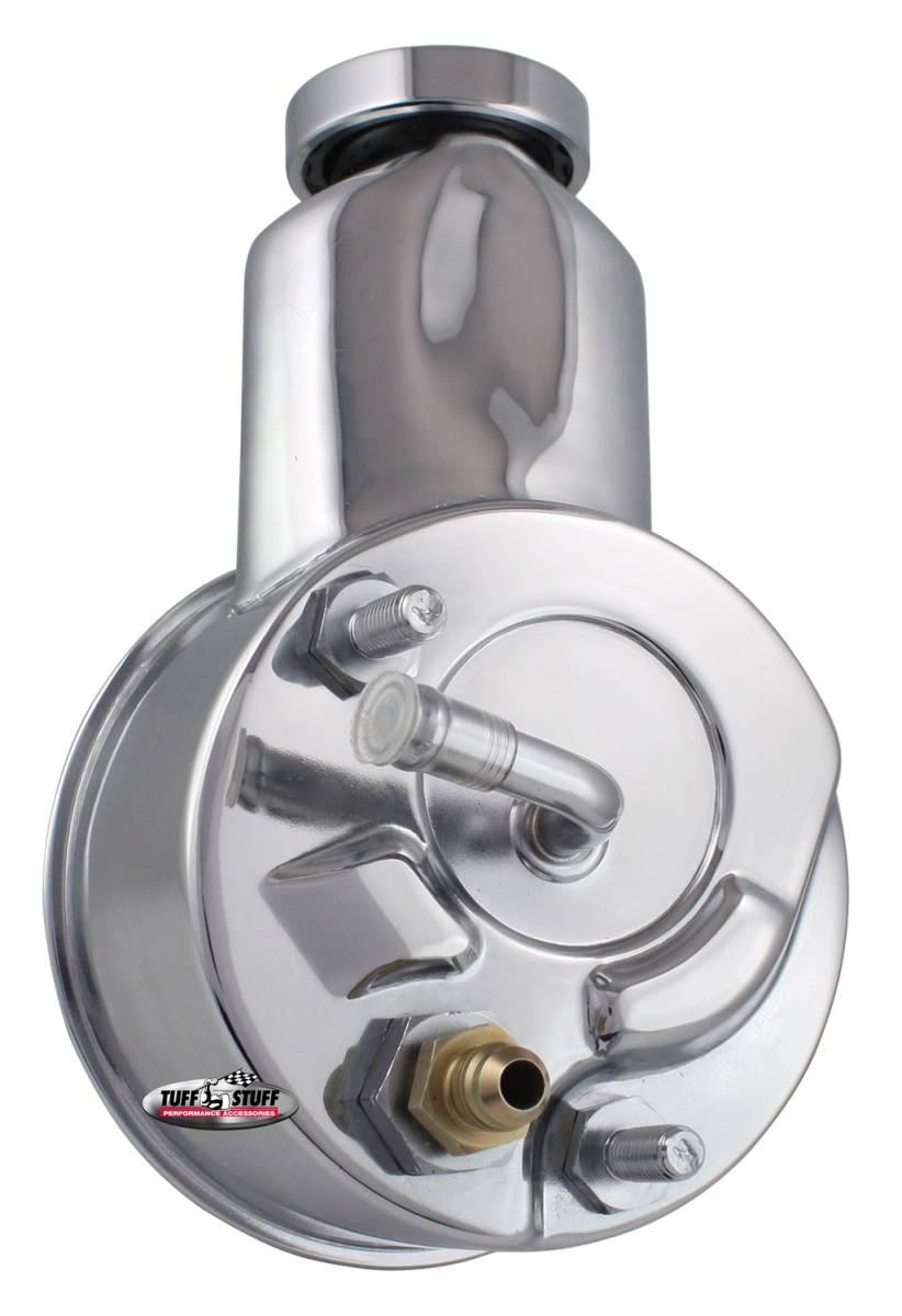Tuff Stuff Performance - Saginaw Style Power Steering Pump Direct Fit 5/8 in. Keyed Shaft 3/8 in.-16 Mounting Chrome 6198A