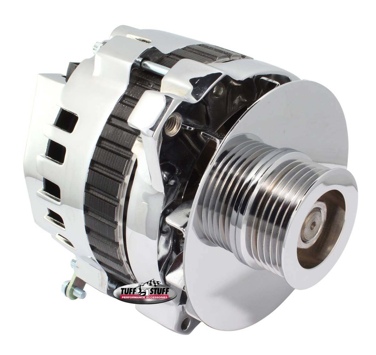 Tuff Stuff Performance - Alternator 105 AMP 1 Wire Or OEM 6 Groove Pulley 6.125 in. Bolt To Bolt Chrome 7866D6G