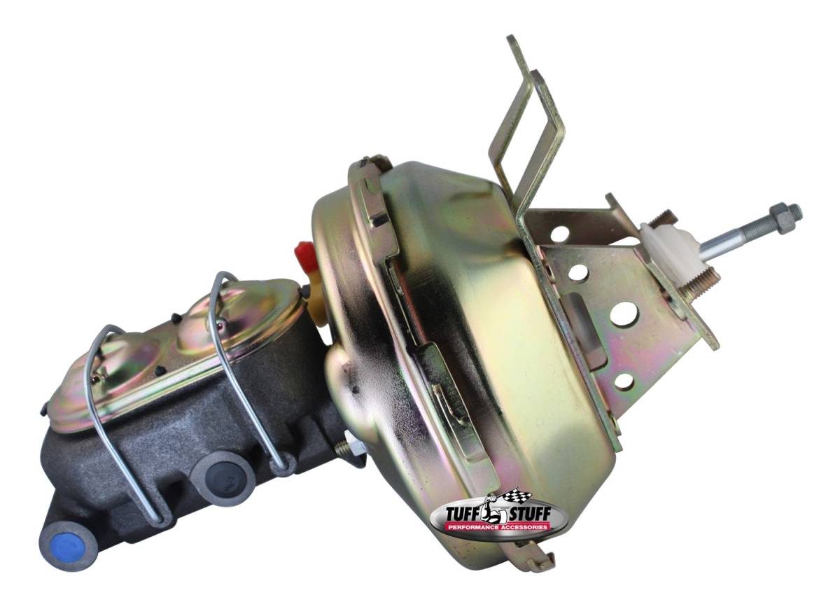 Tuff Stuff Performance - Brake Booster w/Master Cylinder 9 in. 1 in. Bore Single Diaphragm w/PN[2018] Dual Rsvr. Master Cyl. Incl. 3/8 in.-16 Studs Gold Zinc 2130NB-2
