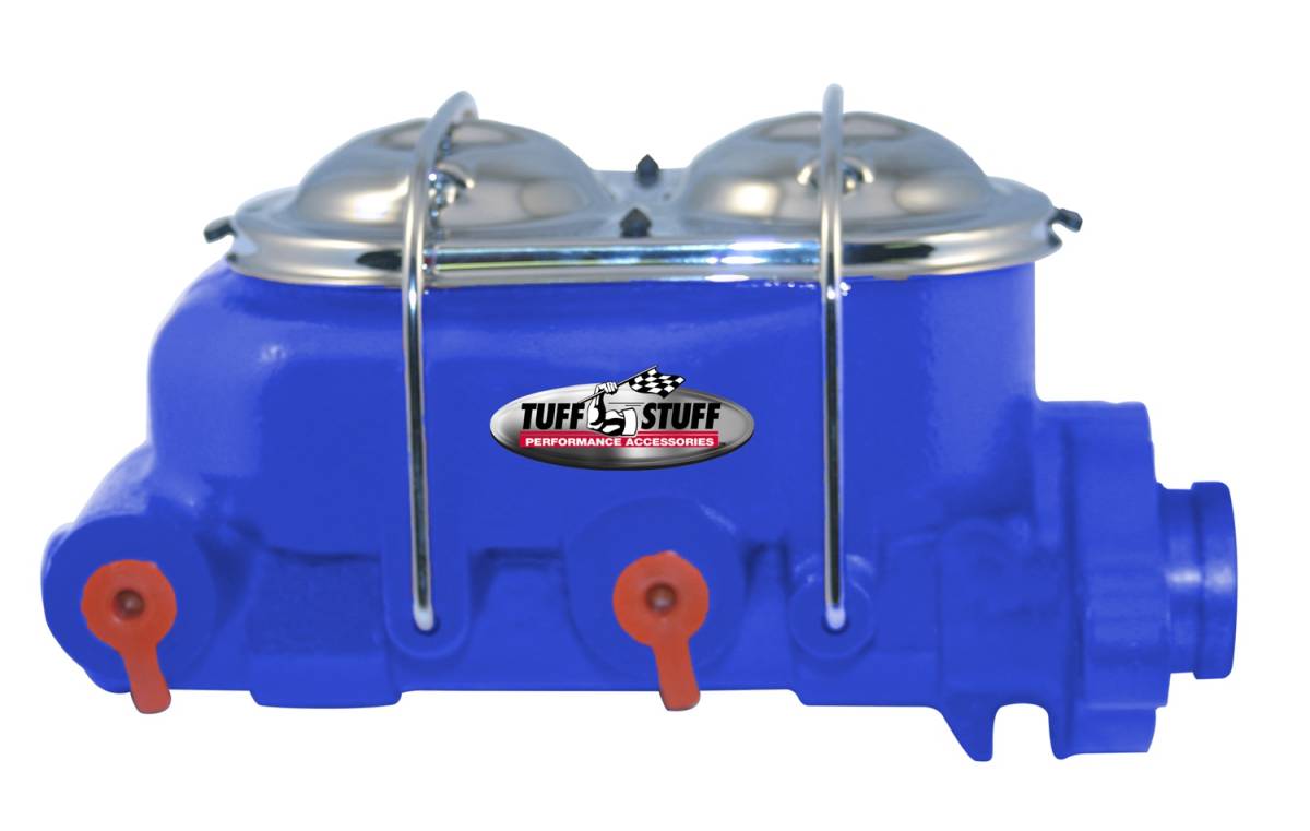 Tuff Stuff Performance - Brake Master Cylinder Dual Reservoir 1 in. Bore Dual 3/8 in. Ports On Both Sides 3 3/8 in. Mounting Hole Spacing Shallow Hole Blue Powdercoat 2020NCBLUE