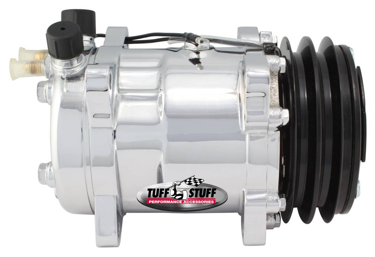 Tuff Stuff Performance - Sanden Style SD508 A/C Compressor R12 Series Double Pulley Polished 4505NBDP