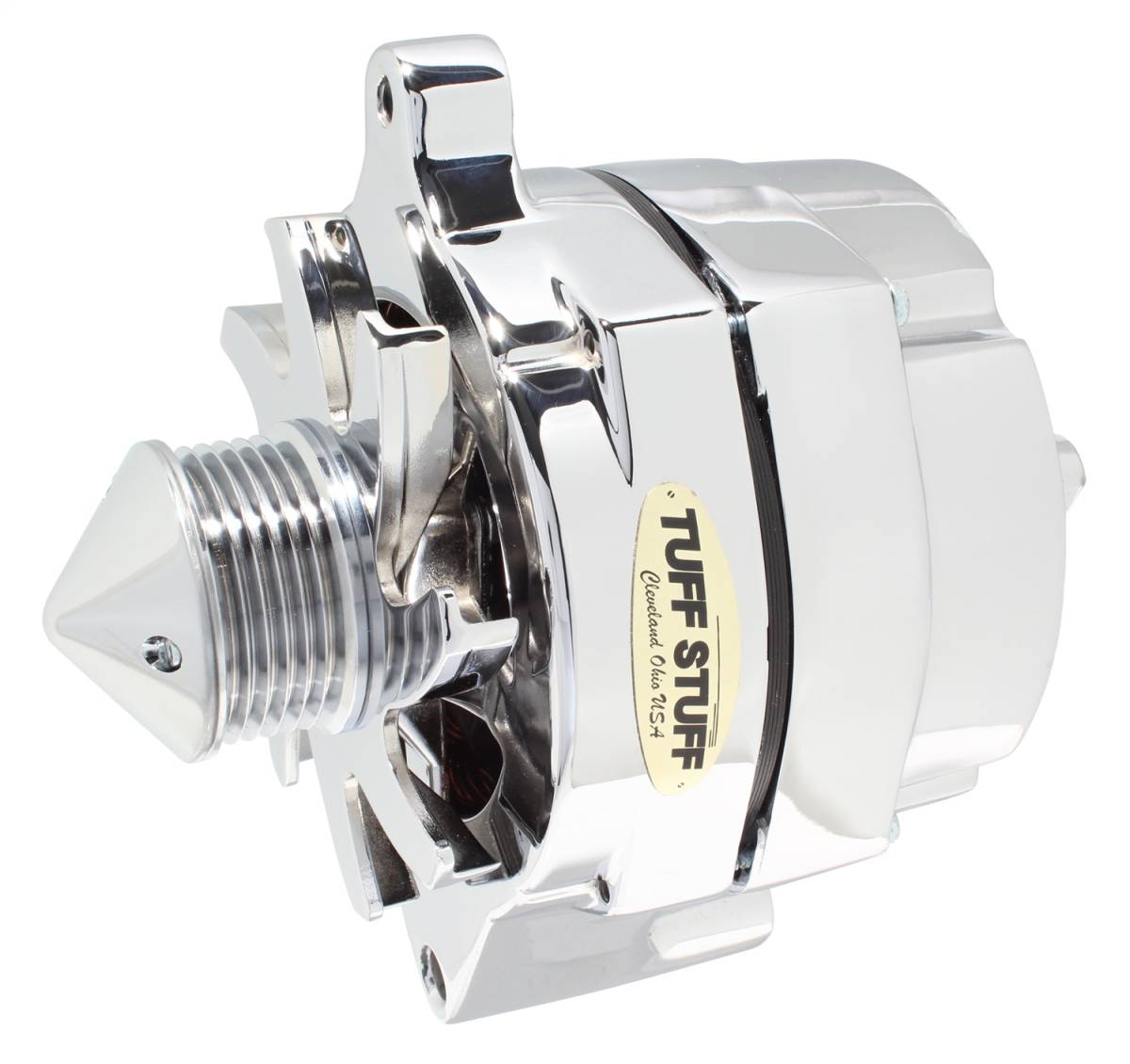 Tuff Stuff Performance - Silver Bullet Alternator 140 AMP Smooth Back 1 Wire 6 Groove Bullet Pulley Polished 7069BBULL6G