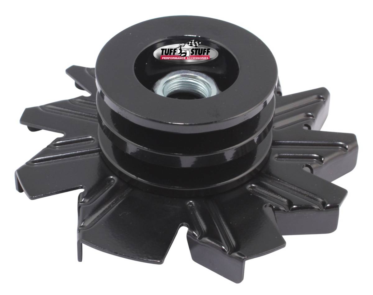 Tuff Stuff Performance - Alternator Fan And Pulley Combo 2.628 in. Double V Groove Pulley Incl. Fan/Lock Washer/Nut Stealth Black 7600BB
