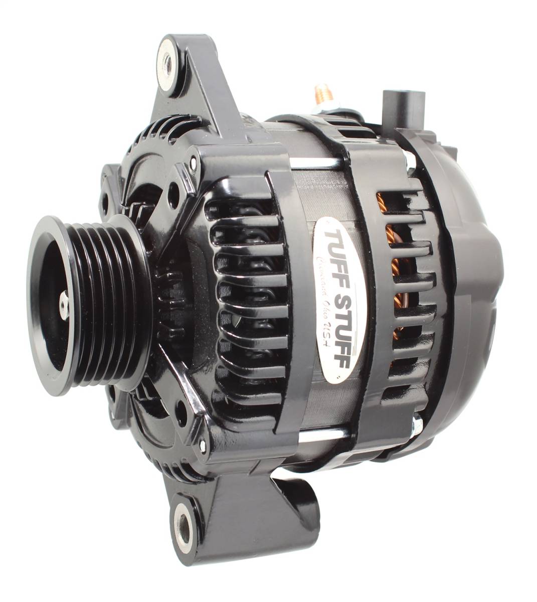 Tuff Stuff Performance - Max Amp Alternator 225 AMP 1 Wire 6 Groove Stealth Black For PN [7127/7935] 8319B6G1W