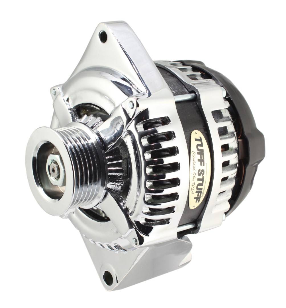 Tuff Stuff Performance - Max Amp Alternator 225 AMP 1 Wire 6 Groove Chrome For PN [7068, 7078 & 7716] 8441C6G1W