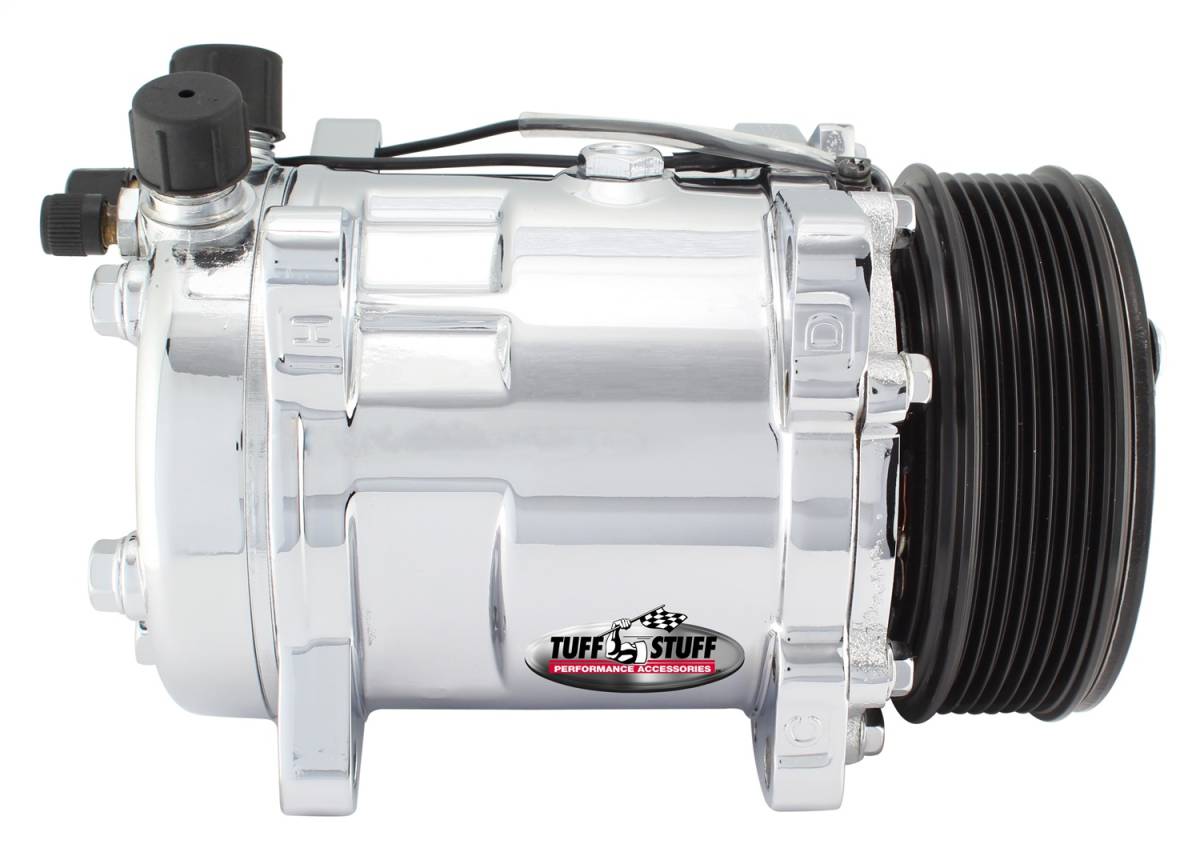 Tuff Stuff Performance - Sanden Style SD508 A/C Compressor R12 Series 6 Grove Pulley Chrome 4505NA6G