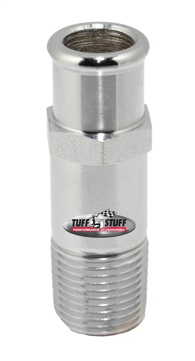 Tuff Stuff Performance - Water Pump Hose Nipple 3/4 in. Hose 3 in. Long 1/2-14 NPT Chrome 4450A