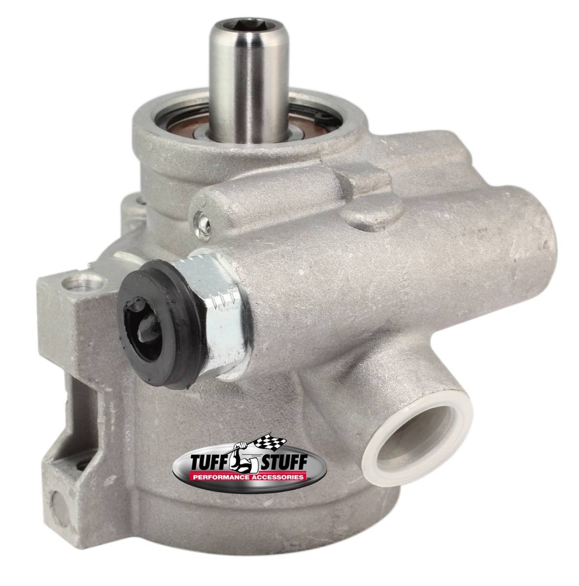 Tuff Stuff Performance - Type II Alum. Power Steering Pump GM Pressure Slip w/Through Hole Mounting Bottom Pressure Port 1200 PSI 3GPM Factory Cast PLUS+ 6170AL-7