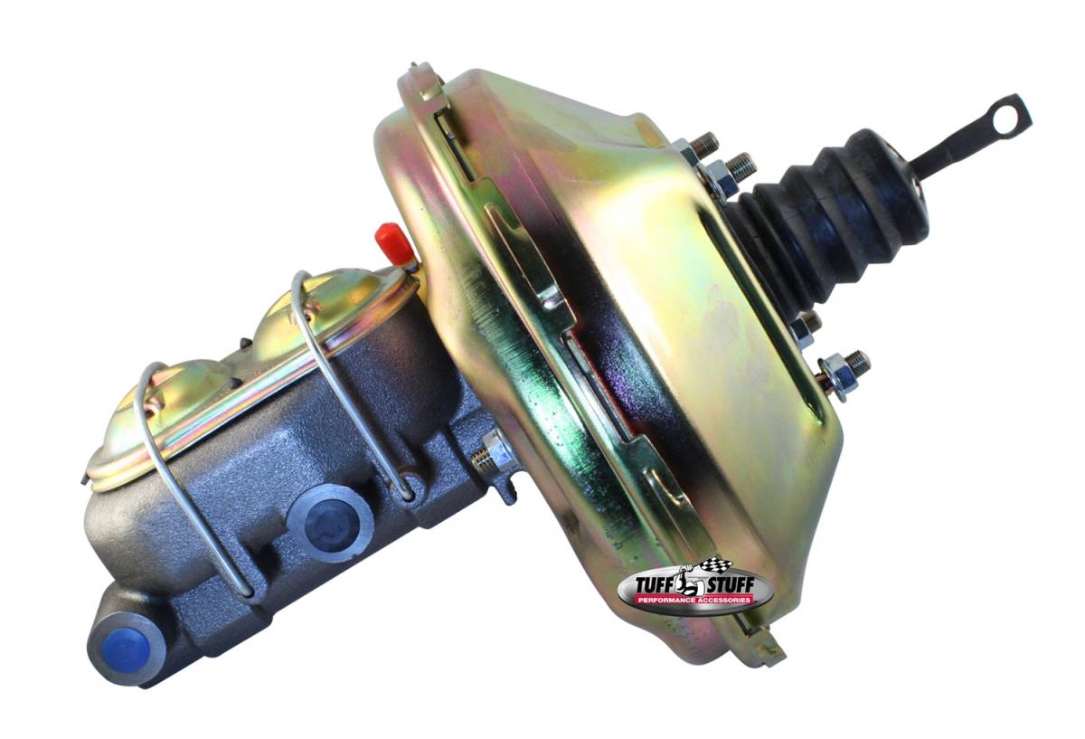 Tuff Stuff Performance - Brake Booster w/Master Cylinder Univ. 11 in. 1 1/8 in. Bore Single Diaphragm w/PN[2071] Dual Rsvr. Master Cyl. Gold Zinc 2128NB