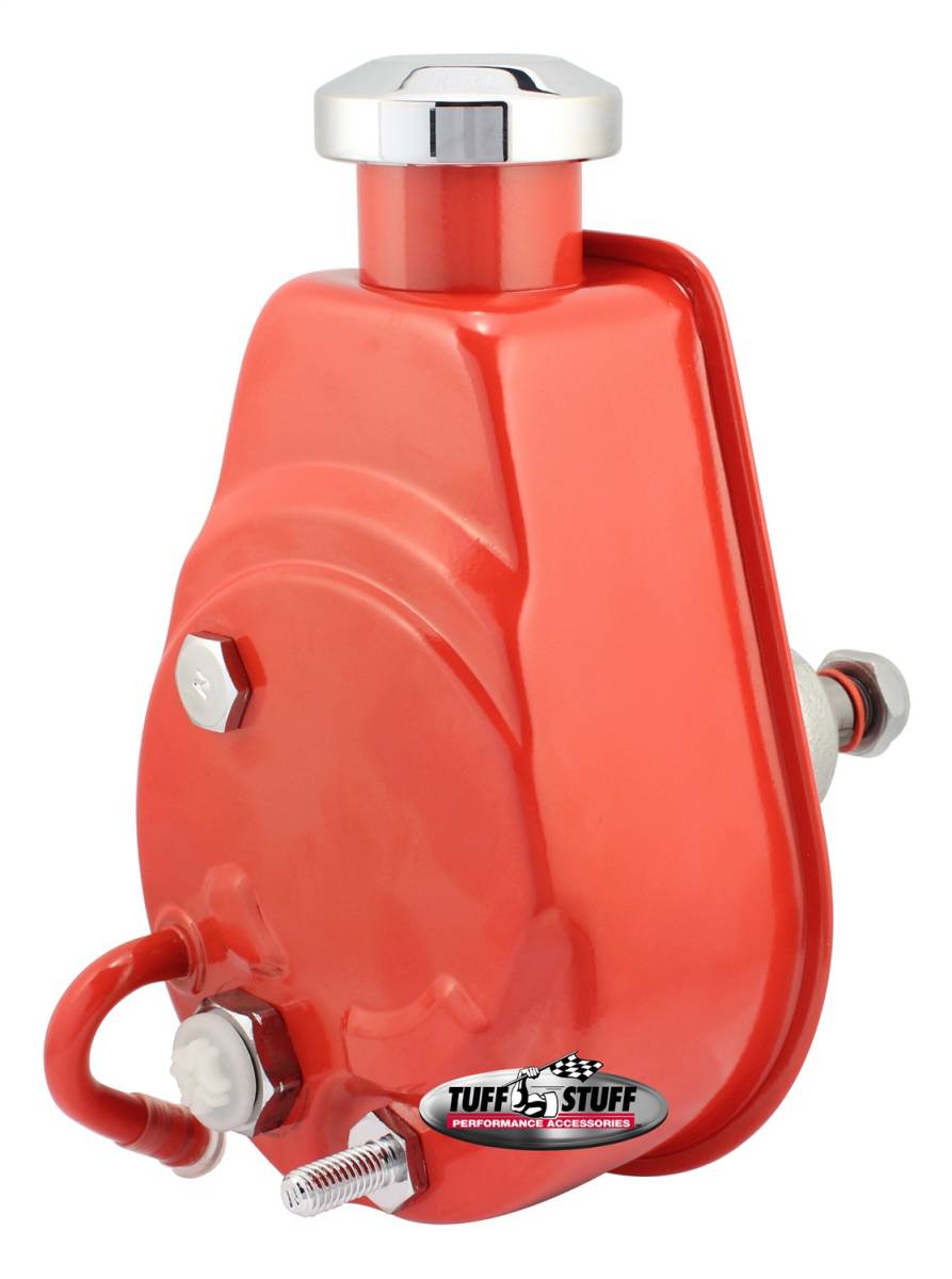 Tuff Stuff Performance - Saginaw Style Power Steering Pump Univ. Fit 5/8 in. Keyed Shaft 1200 PSI 5/8-18 SAE Pressure Fittings 3/8 in.-16 Mtg. Holes Red 6176BRED