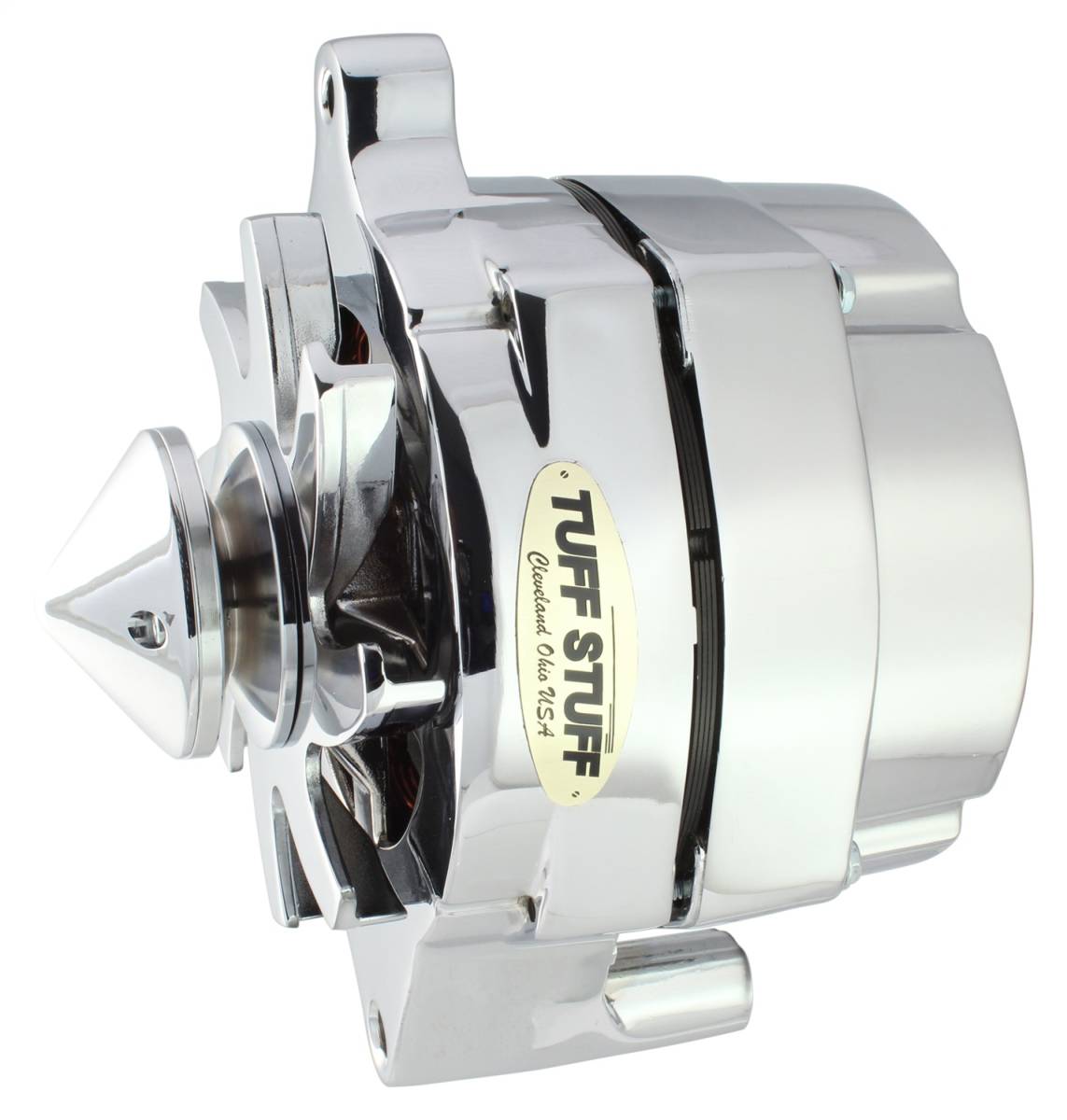 Tuff Stuff Performance - Silver Bullet Alternator 100 AMP Smooth Back 1 Wire V Bullet Pulley Chrome 7068ABULL