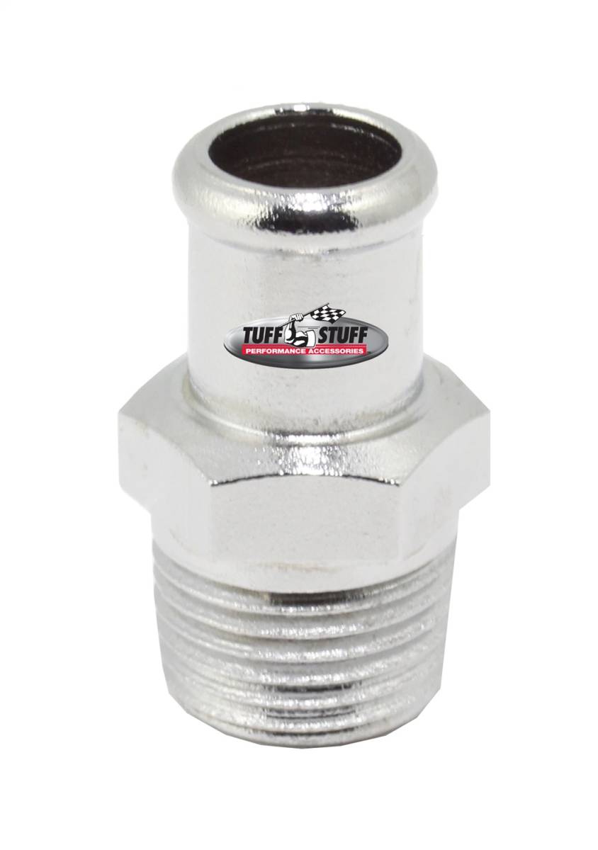 Tuff Stuff Performance - Water Pump Hose Nipple 5/8 in. Hose 1.5 in. Long 1/2-14 NPT Chrome 4450C