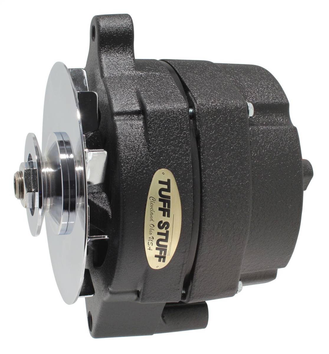 Tuff Stuff Performance - Alternator 140 AMP Smooth Back 1 Wire V Groove Pulley Black Wrinkle 7068NKBW