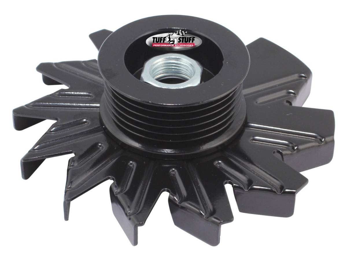 Tuff Stuff Performance - Alternator Fan And Pulley Combo 6 Groove Serpentine Pulley Incl. Fan/Lock Washer/Nut Stealth Black 7600DB