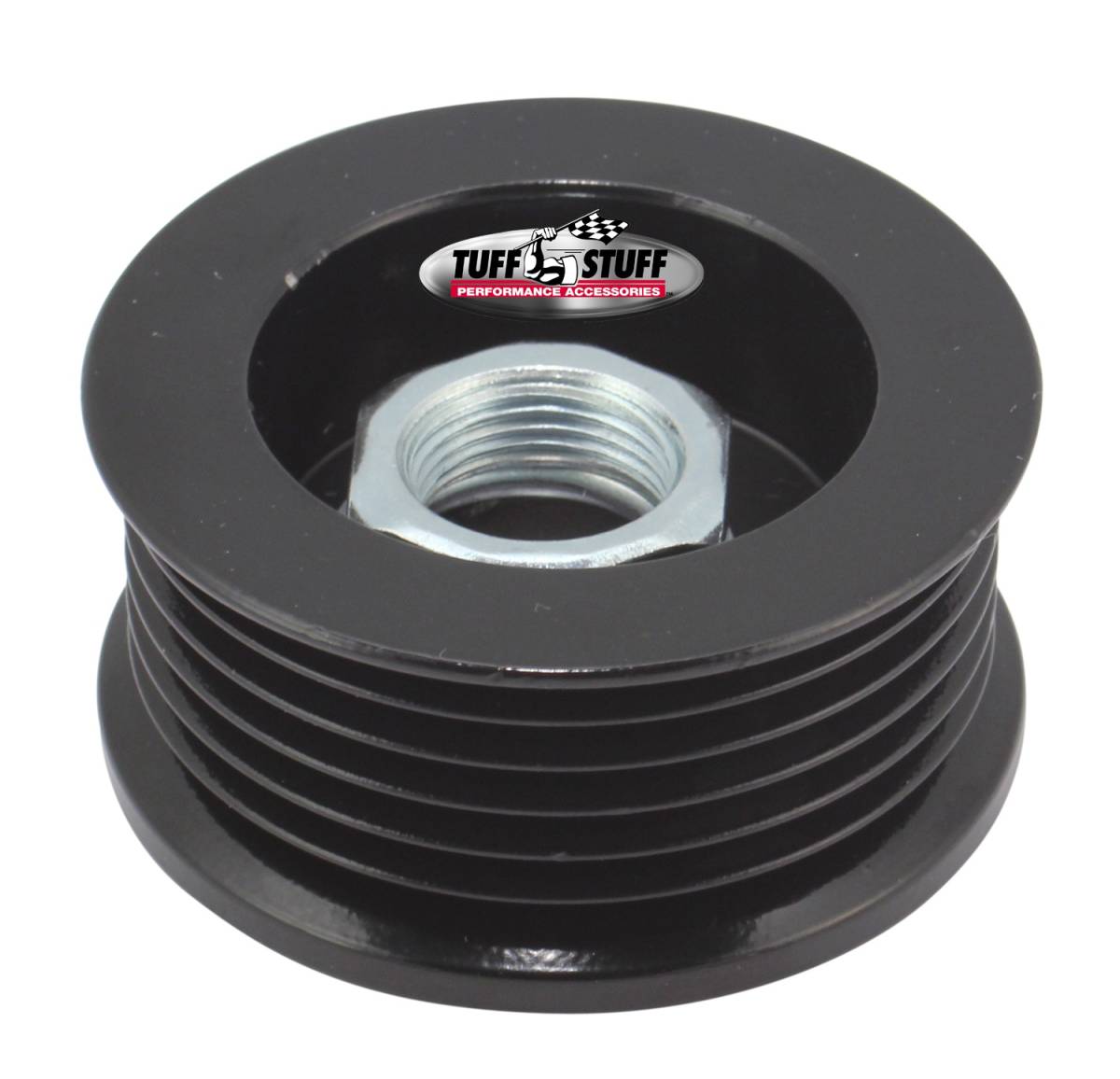 Tuff Stuff Performance - Alternator Pulley 2.25 in. 6 Groove Serpentine Incl. Lock Washer/Nut Stealth Black 7610AB