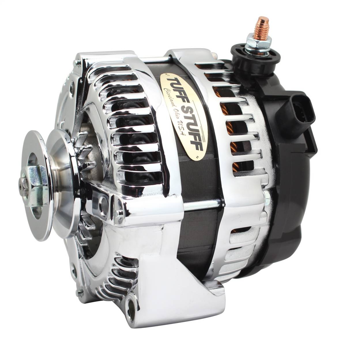 Tuff Stuff Performance - Max Amp Alternator 225 AMP 1 Wire 1 Groove Chrome For PN [7861] 8320C1G1W