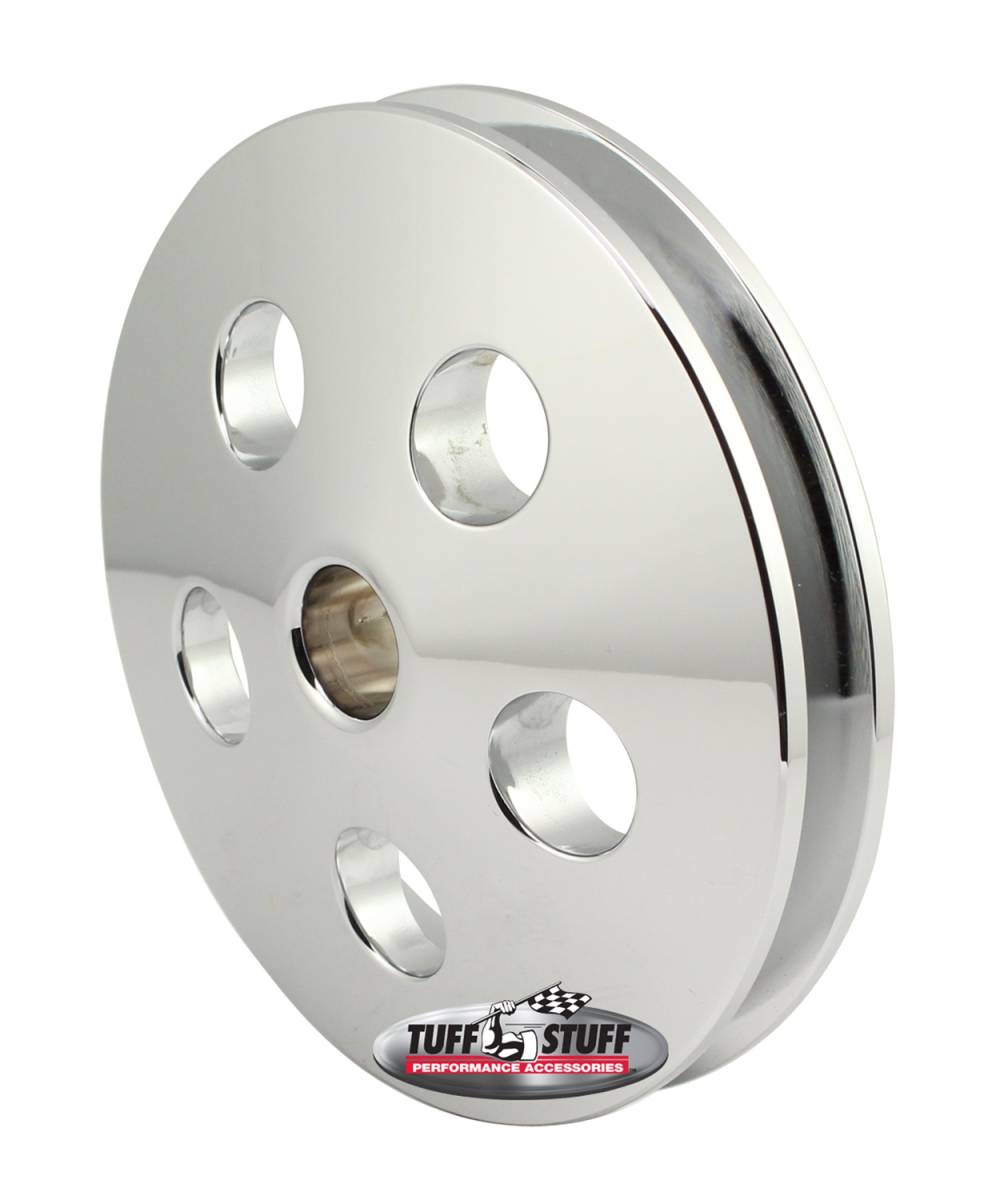 Tuff Stuff Performance - Power Steering Pump Pulley 1 Groove Fits w/Saginaw Pumps w/.75 in. Press Fit Shafts Machined Aluminum Polished 8491B