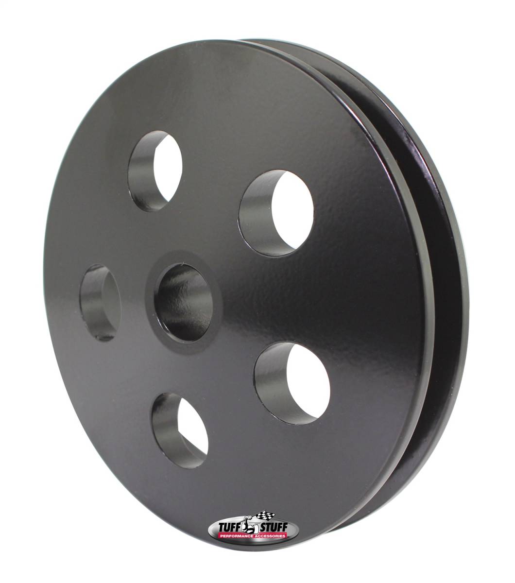 Tuff Stuff Performance - Power Steering Pump Pulley 1 Groove Fits Tuff Stuff 6175 And 6170 Type II Pumps w/17mm Shafts Machined Aluminum Black 8492D