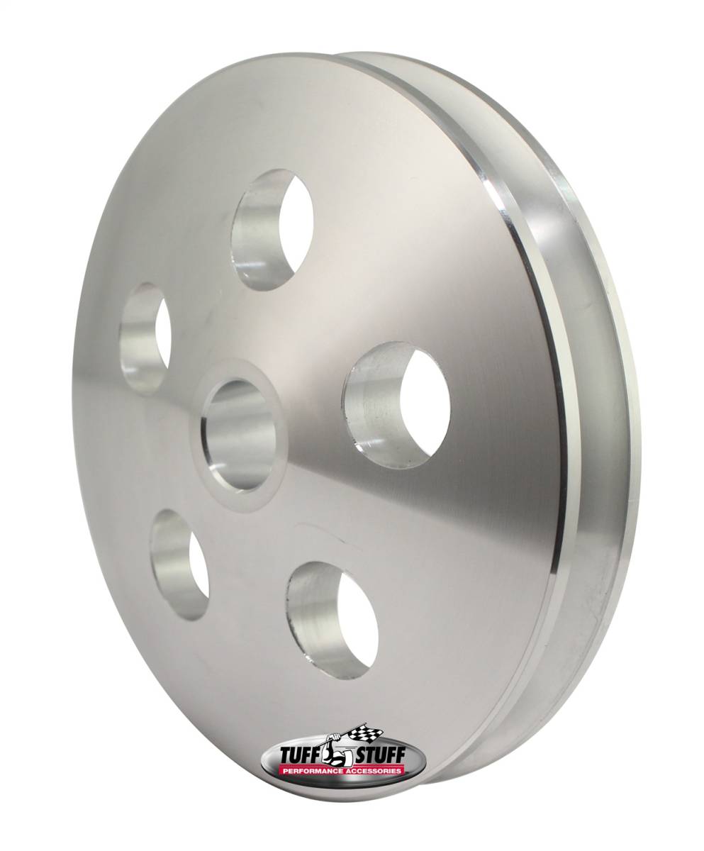 Tuff Stuff Performance - Power Steering Pump Pulley 1 Groove Fits Tuff Stuff 6175 And 6170 Type II Pumps w/17mm Shafts Machined Aluminum Natural 8492C