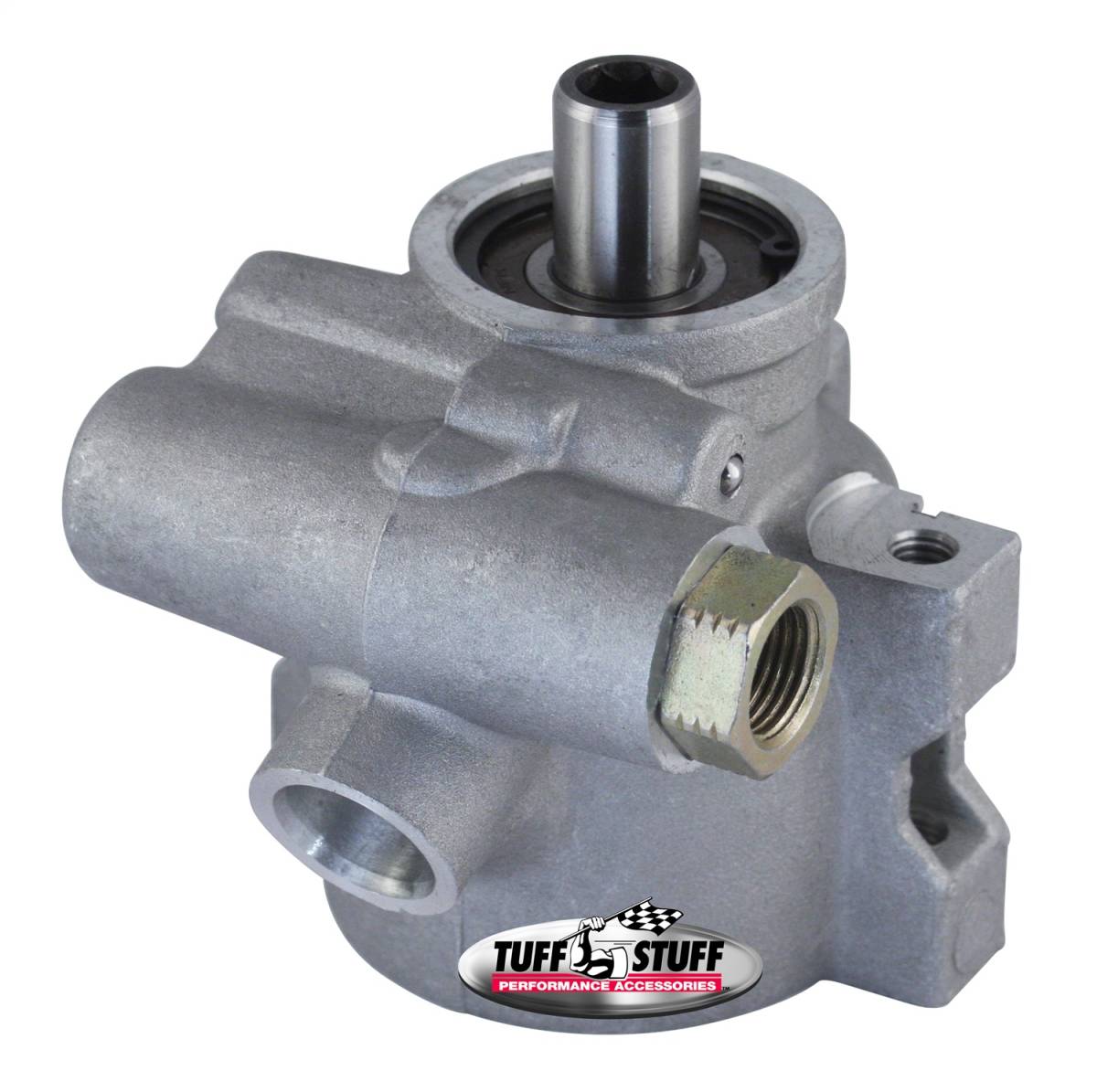 Tuff Stuff Performance - Type II Alum. Power Steering Pump GM Pressure Slip M8x1.25 Threaded Hole Mounting Aluminum For Street Rods/Custom Vehicles w/Limited Engine Space Factory Cast PLUS+ 6175AL-1