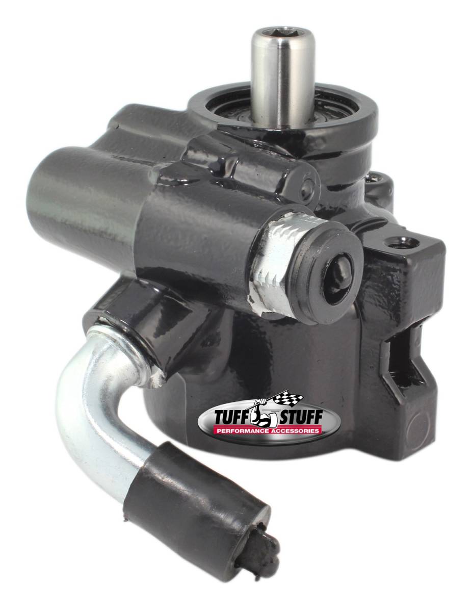 Tuff Stuff Performance - Type II Alum. Power Steering Pump w/90 Deg. Return Tube Threaded Mounting 1200 PSI Stealth Black 6175ALB-5