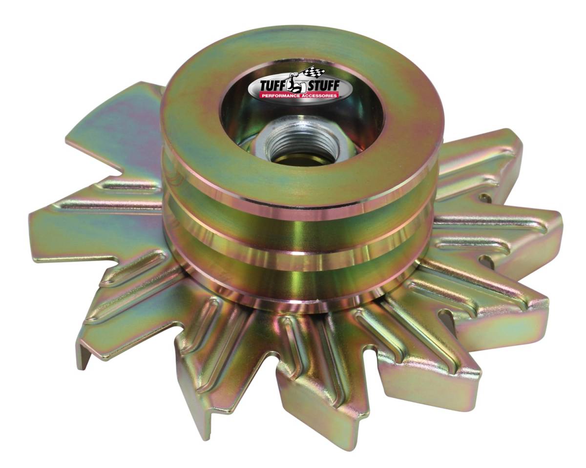 Tuff Stuff Performance - Alternator Fan And Pulley Combo 2.628 in. Double V Groove Pulley Incl. Fan/Lock Washer/Nut Gold Zinc 7600BD