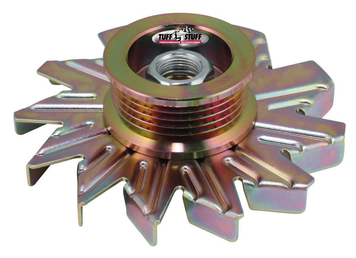 Tuff Stuff Performance - Alternator Pulley 5 Groove Serpentine Pulley Incl. Fan/Lock Washer/Nut Gold Zinc 7600CD