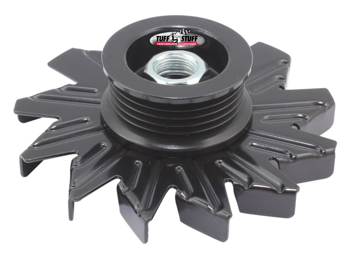 Tuff Stuff Performance - Alternator Fan And Pulley Combo 5 Groove Serpentine Pulley Incl. Fan/Lock Washer/Nut Stealth Black 7600CB