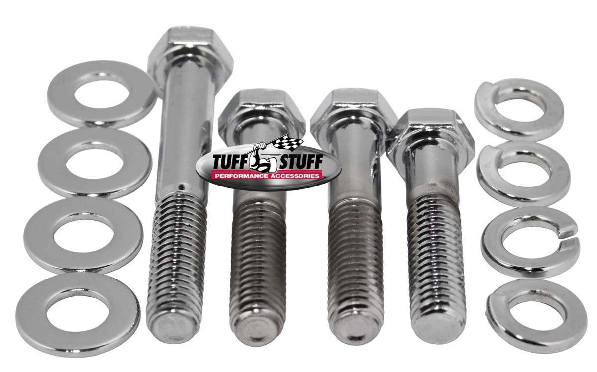 Tuff Stuff Performance - Water Pump Bolt Kit Chrome Hex Incl. (1)3/8in. -16x1 3/4/(2)3/8in.-16x2 in./(1)3/8 in-16x2 3/4in. Bolts/(4) Lock And (4) Flat Washers 7675A