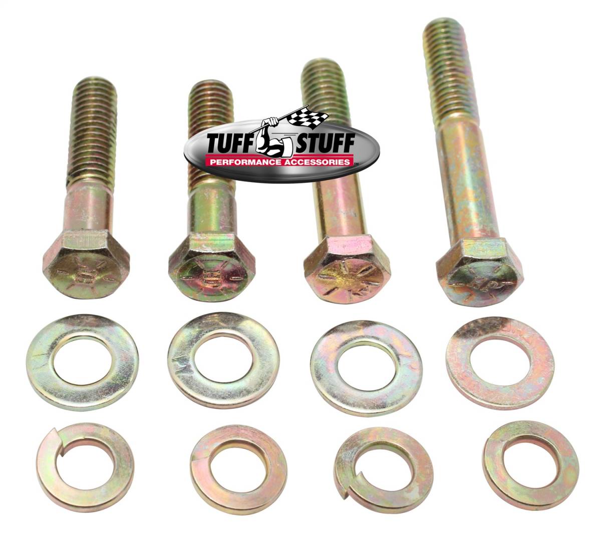 Tuff Stuff Performance - Water Pump Bolt Kit Zinc Hex Incl. (2) 3/4 in.-16x1 3/4 in./(1) 3/4 in.-16x2 in./(1) 3/8 in.-16x2 1/2 in. Bolts/(4) Lock And (4) Flat Washers 7677B