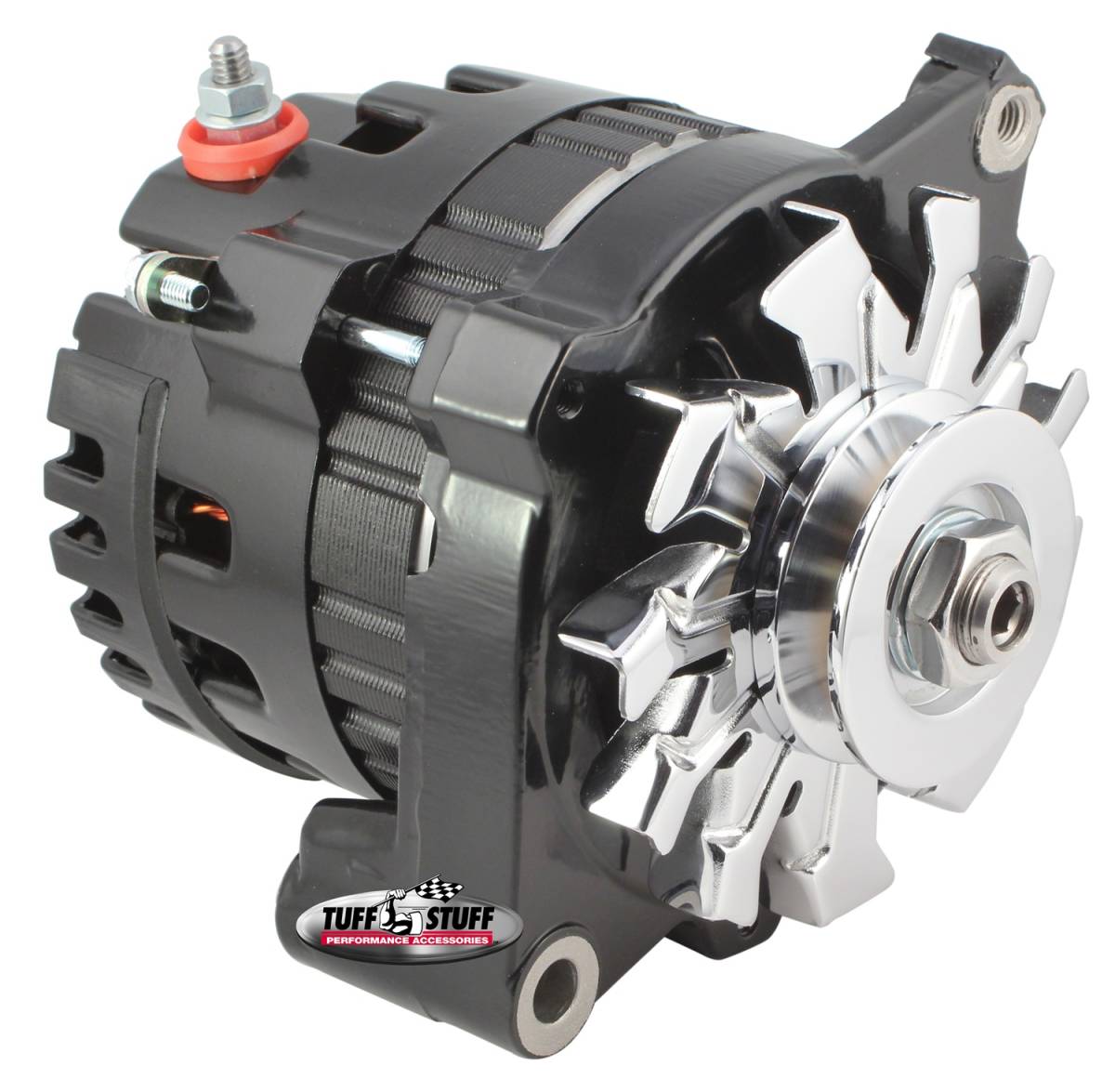 Tuff Stuff Performance - Alternator 120 AMP CS121 GM Style Mini Racer 1 Wire Or OEM Hookup 12 Volt V Groove Pulley Stealth Black Side Terminal 7937BST