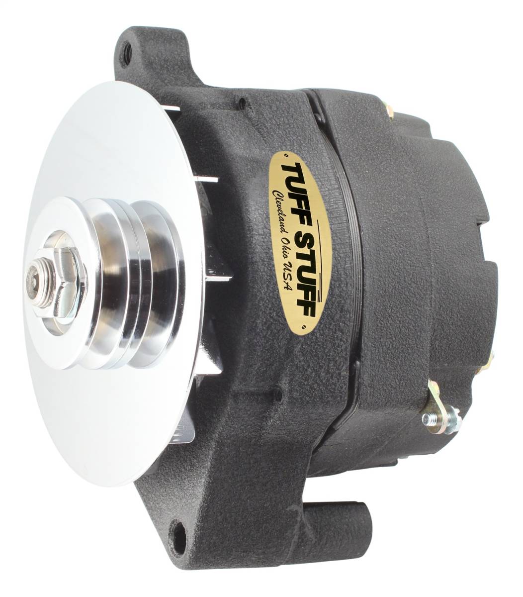 Tuff Stuff Performance - Alternator 100 AMP OEM Wire V Groove Pulley External Regulator Black Wrinkle 7078NGBW