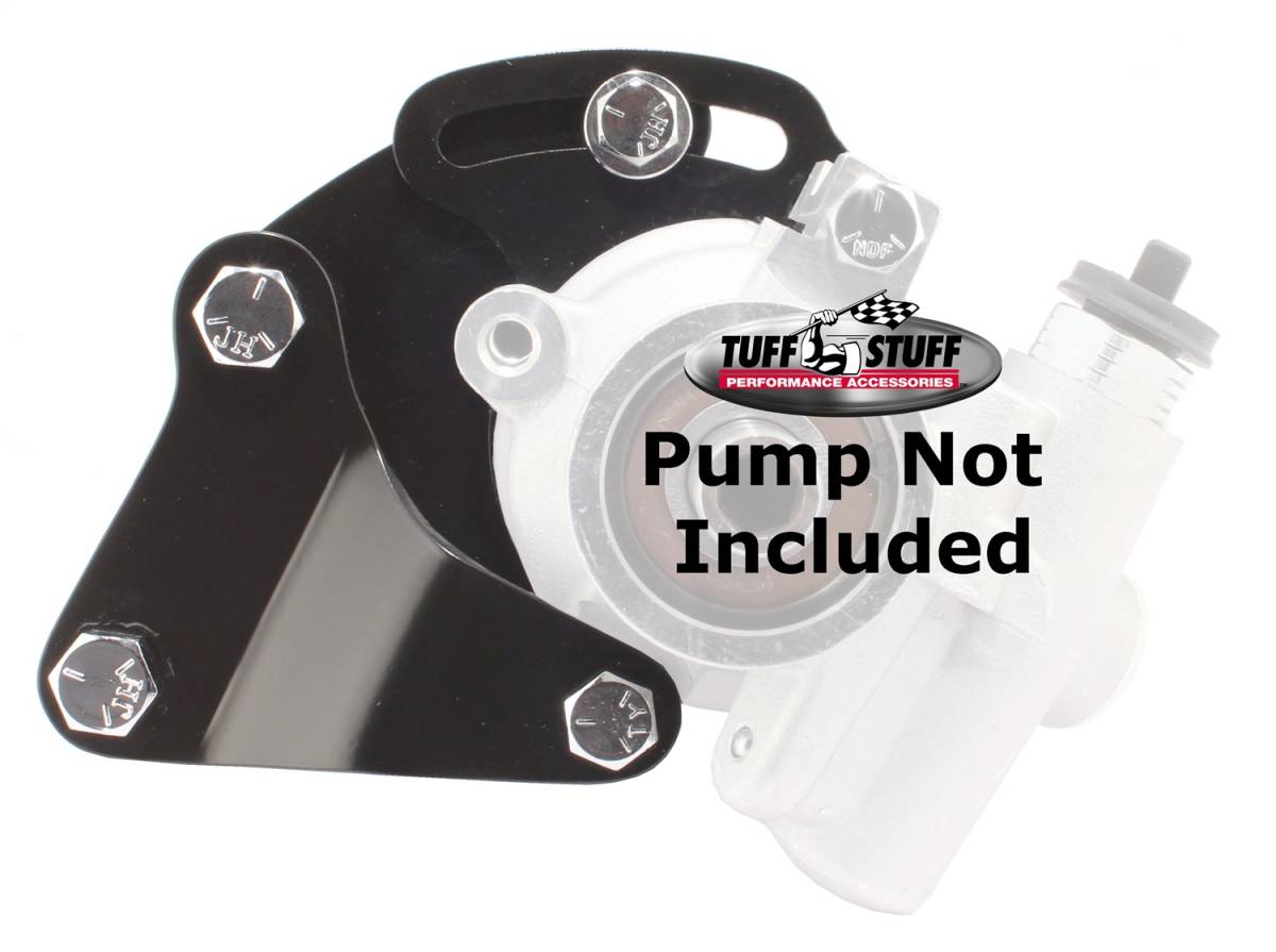 Tuff Stuff Performance - Power Steering Pump Bracket Short Fits Tuff Stuff Type II Power Steering Pumps w/Hardware Black Powdercoat 6506B