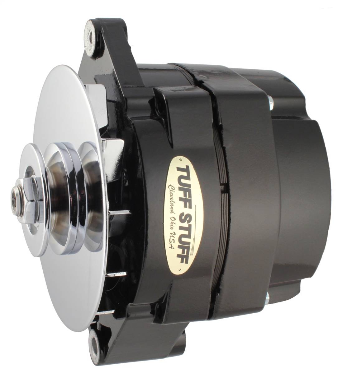 Tuff Stuff Performance - Alternator 140 AMP OEM Or 1 Wire V Groove Pulley Stealth Black 9 Clocking 7127NKB9