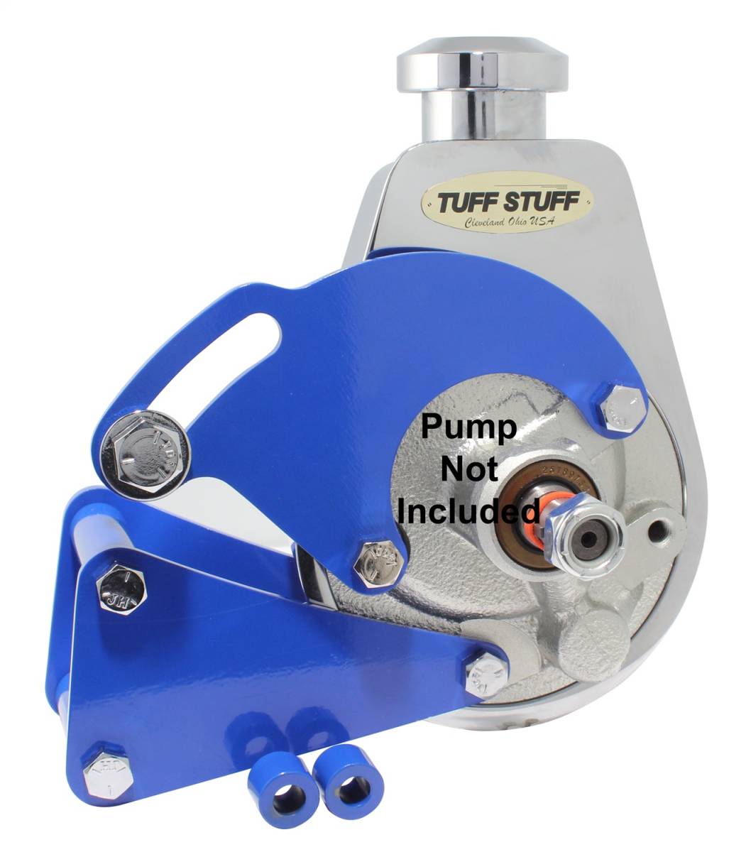 Tuff Stuff Performance - Power Steering Pump Bracket Long Fits Tuff Stuff Saginaw Style Power Steering Pumps w/Hardware Blue Powdercoat 6507BBLUE