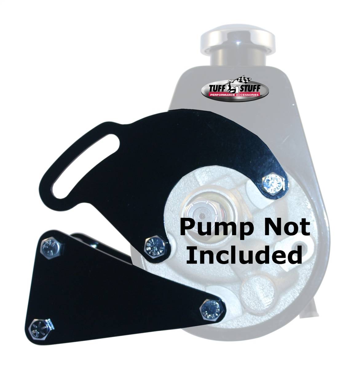 Tuff Stuff Performance - Power Steering Pump Bracket Long Fits Tuff Stuff Saginaw Style Power Steering Pumps w/Hardware Black Powdercoat 6507B