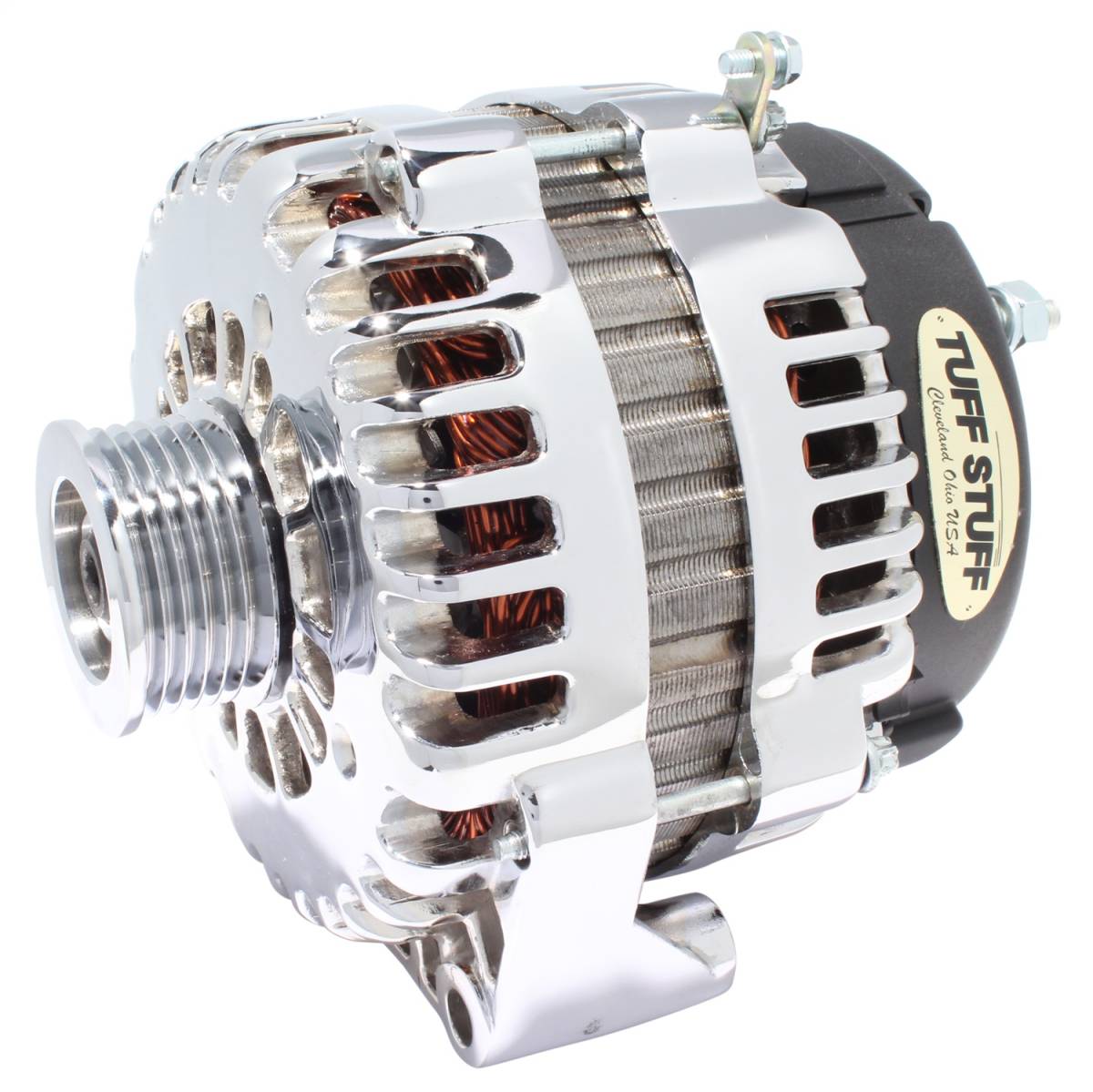 Tuff Stuff Performance - Alternator 230 AMP Upgrade OEM Wire 6 Groove Pulley 4 Pin Voltage Regulator Chrome 8237C