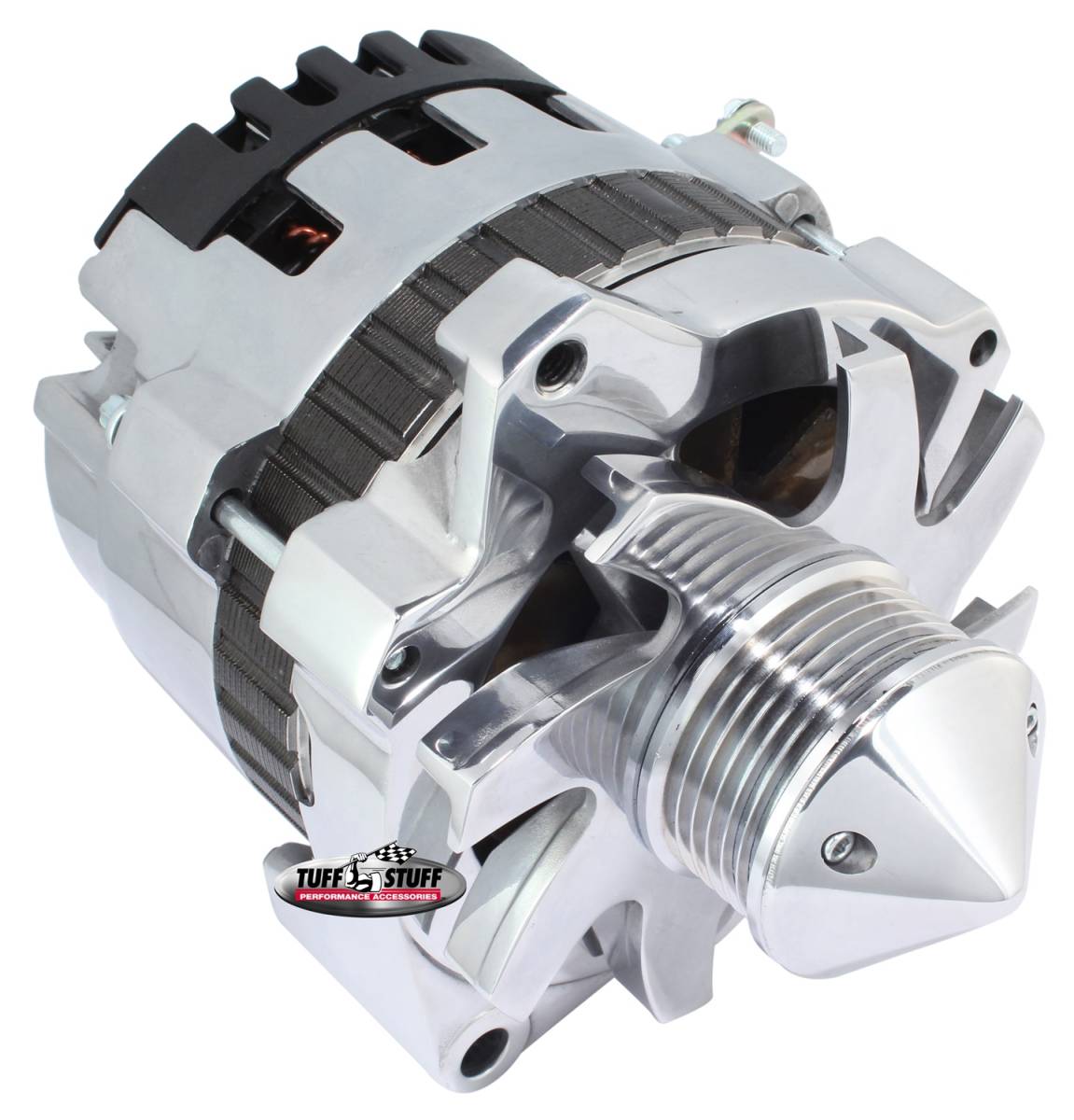 Tuff Stuff Performance - Bullet Alternator 160 AMP 1 Wire Or OEM Hookup 6 Groove Pulley Polished 7861FP6G22