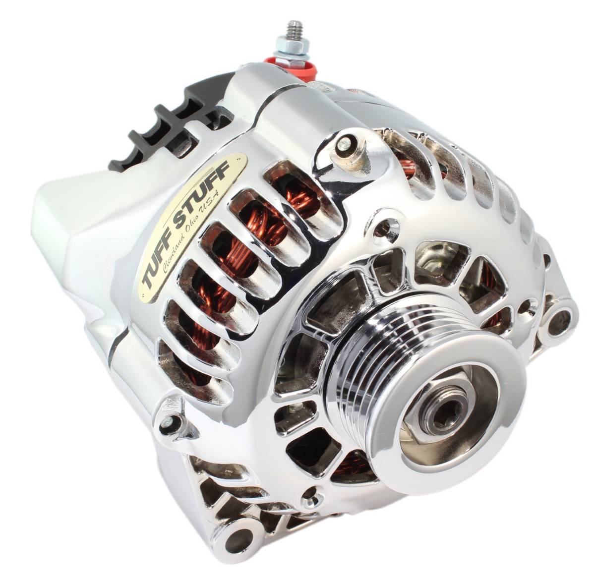 Tuff Stuff Performance - Alternator 175 AMP Upgrade Polished Aluminum 1-Wire Or OEM Hookup Side Post 6 Groove Pulley 8206NCP1