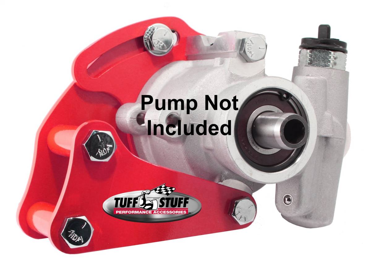 Tuff Stuff Performance - Power Steering Pump Bracket Short Fits Tuff Stuff Type II Power Steering Pumps w/Hardware Red Powdercoat 6506BRED