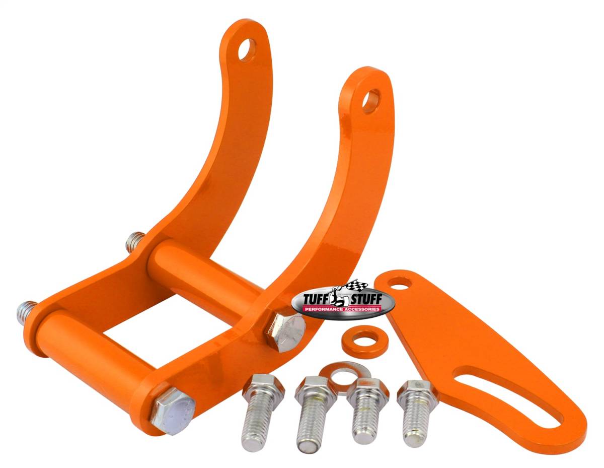 Tuff Stuff Performance - Power Steering Pump Bracket Short Fits Tuff Stuff Saginaw Style Power Steering Pumps w/Hardware Orange Powdercoat 6503BORANGE