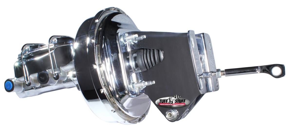 Tuff Stuff Performance - Brake Booster w/Master Cylinder Univ. 9 in. 1 1/8 in. Bore Single Slim Line Diaphragm w/PN[2071] Dual Rsvr. Master Cyl. Incl. Mtg. Bracket Chrome 2131NAJ