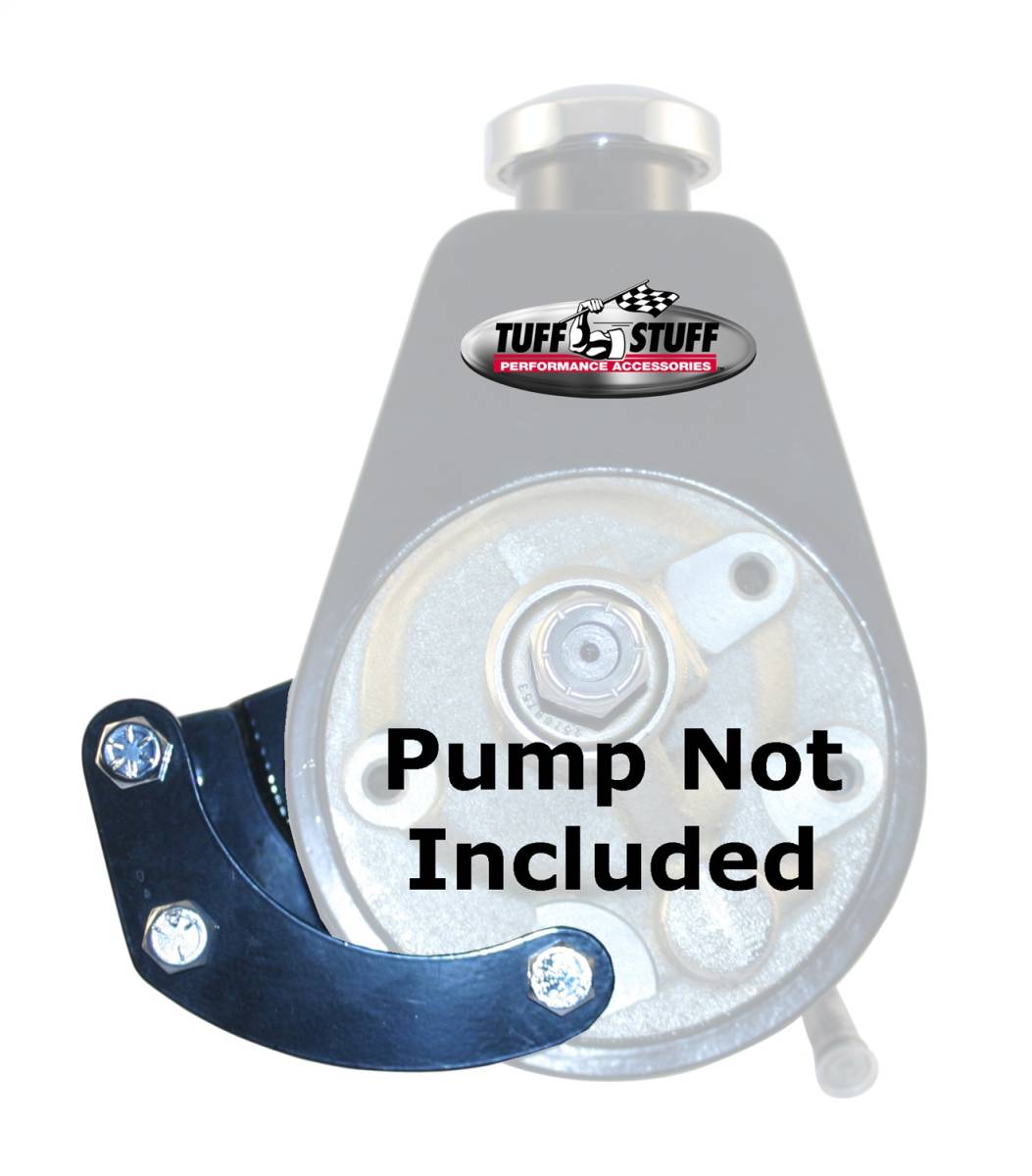 Tuff Stuff Performance - Power Steering Pump Bracket Short Fits Tuff Stuff Saginaw Style Power Steering Pumps w/Hardware Black Powdercoat 6504B