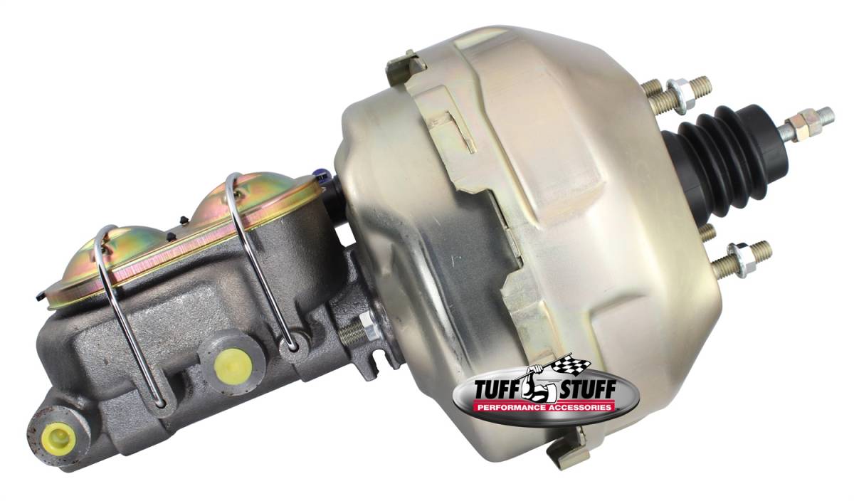 Tuff Stuff Performance - Brake Booster w/Master Cylinder 9 in. 1 in. Bore Dual Diaphragm w/PN[2018] Dual Rsvr. Master Cyl. 10 x 1.5 Metric 3/8-24 Pedal Rod Threads Gold Zinc 2129NB-2