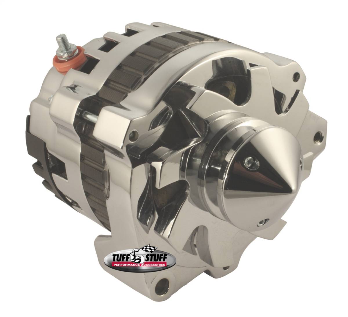 Tuff Stuff Performance - Silver Bullet Alternator 160 AMP 1 Wire Or OEM Hookup V Groove Pulley Chrome 7860ABULL