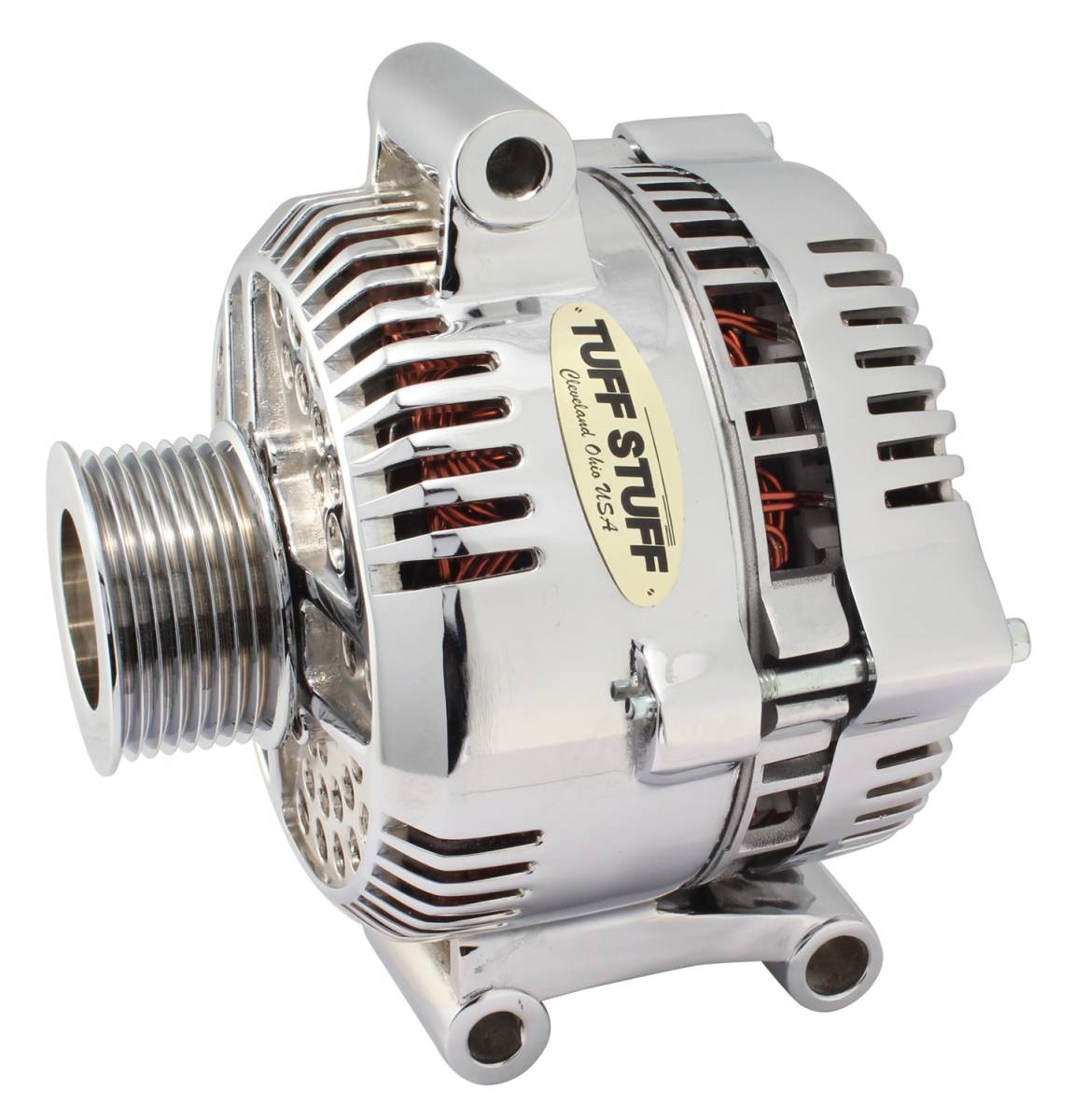 Tuff Stuff Performance - Alternator 225 AMP Upgrade OEM Wire 8 Groove Pulley Internal Regulator Chrome 7768D