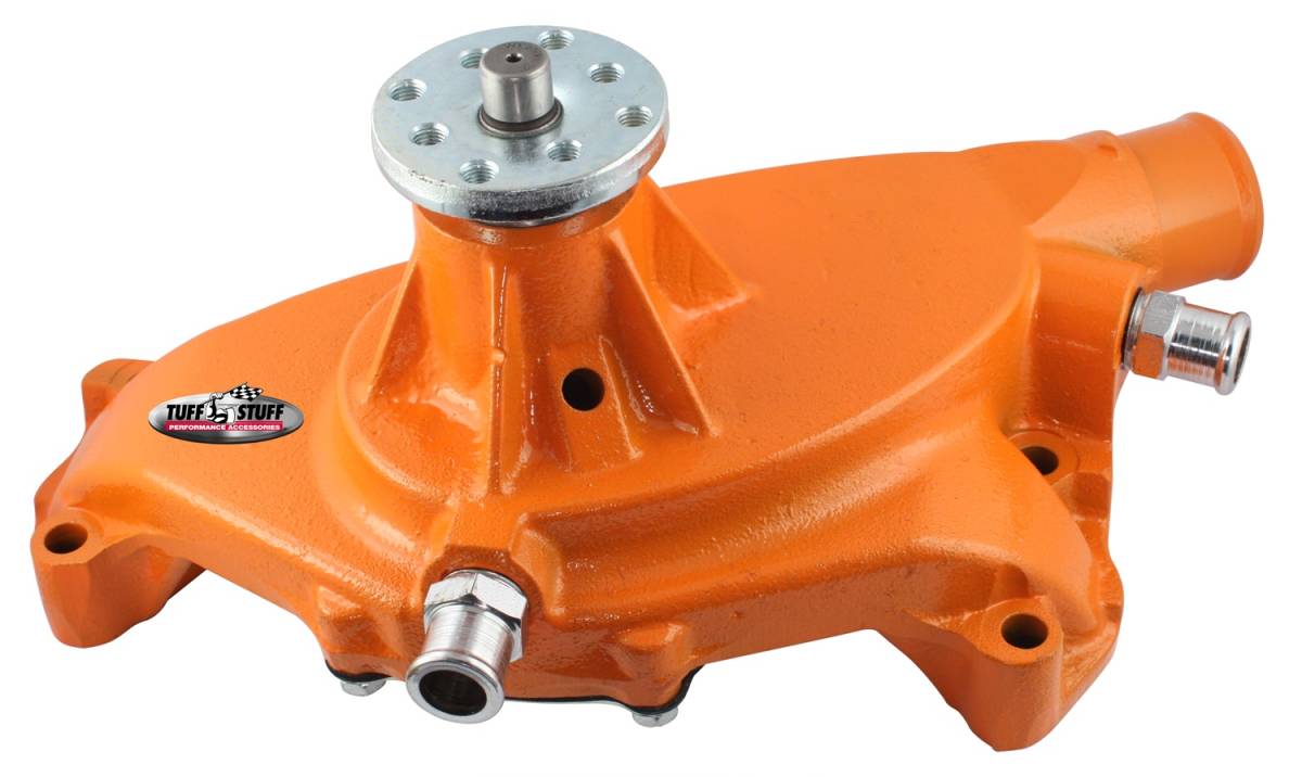 Tuff Stuff Performance - SuperCool Water Pump 5.750 in. Hub Height 5/8 in. Pilot Short (2) Threaded Water Ports Orange Powdercoat w/Chrome Accents 1494NCORANGE